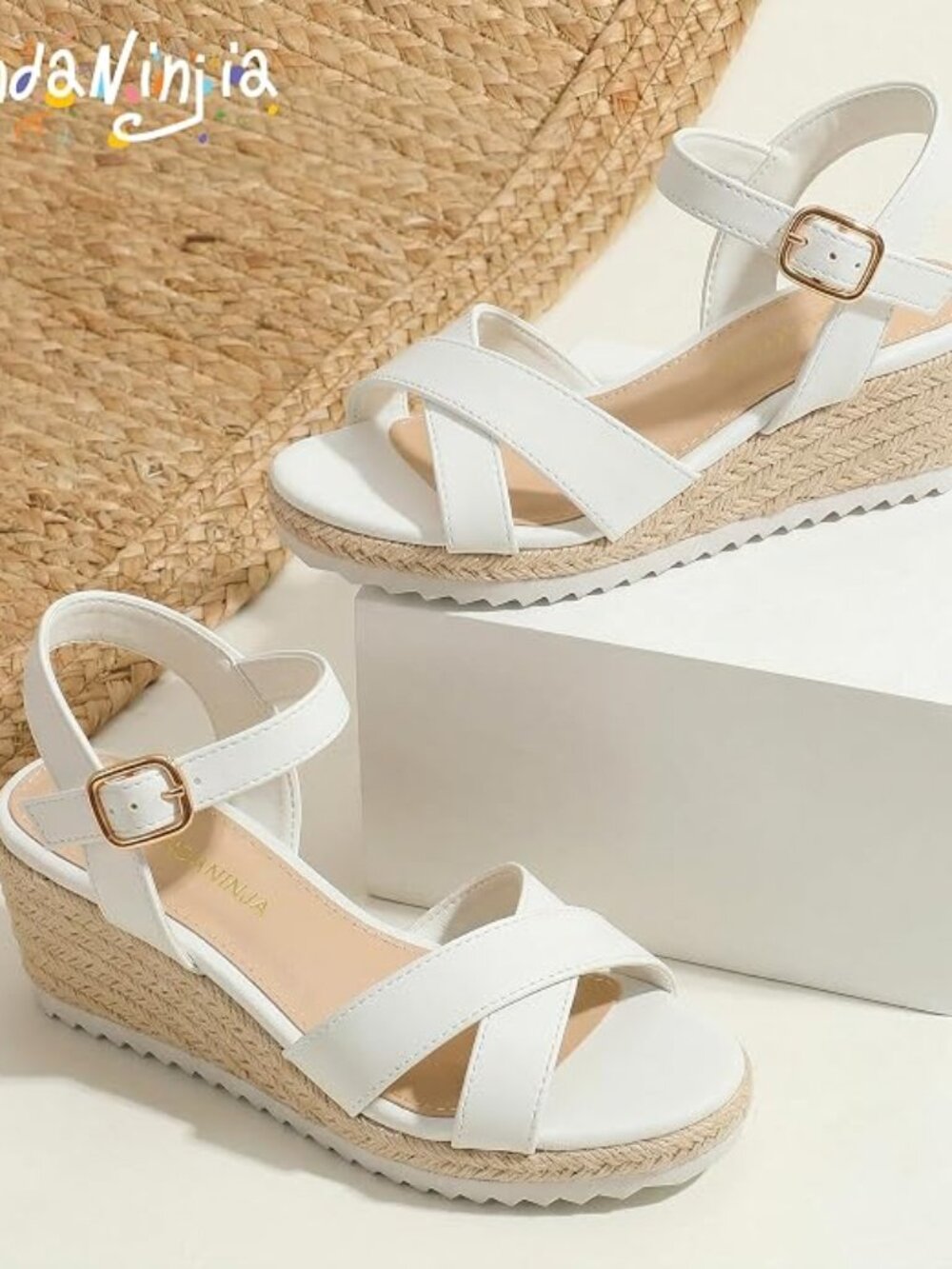 Girls Wedge Platform Sandals | Cross Strap Espadrille Dress Shoes Flower Girl